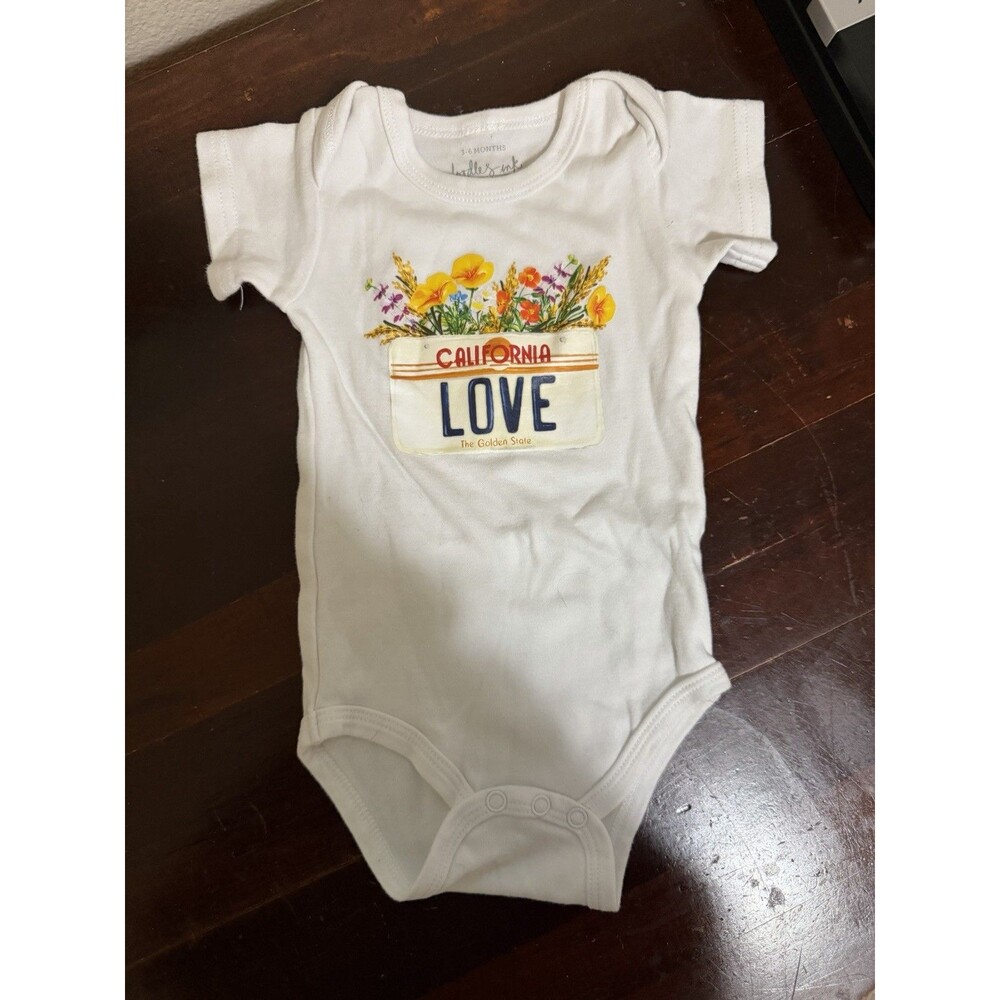 Girls Doodles Ink Baby Short Sleeve Bodysuit California Love Size 3-6 Months